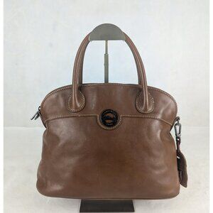 Longchamp Womens Medium Brown Leather Bowler Handbag Made in Morocco